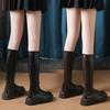 thick-soled knight boots for women, long British Martin boots, small lace-up thin boots for women
