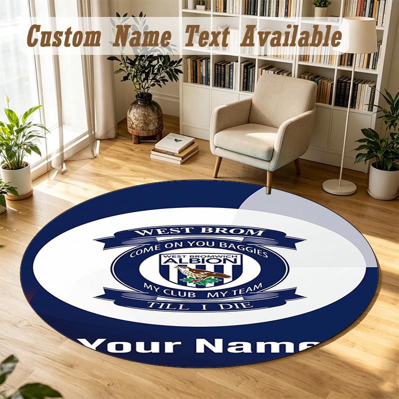 Round Rug Custom NameWest Bromwich Albion FC Pattern Non Slip Carpet Home Floor Decor
