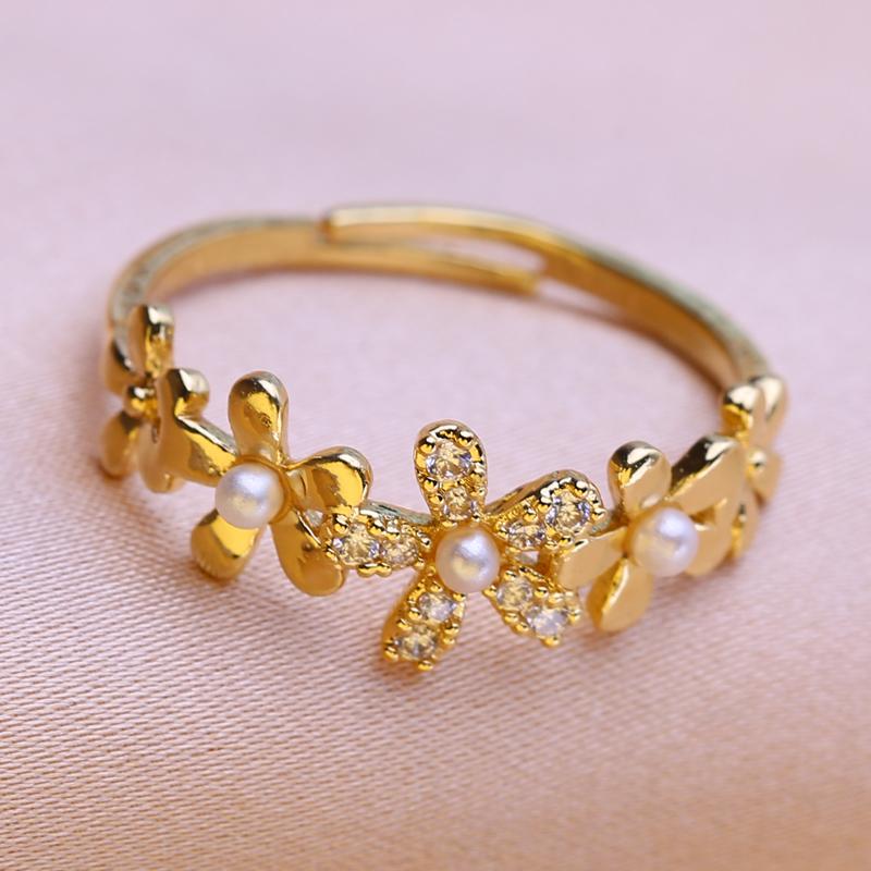 KNIKOO Blumenringe für Frauen, Zirkonia, modische Ringe, Schmuck für verstellbare Ringe, Partygeschenke