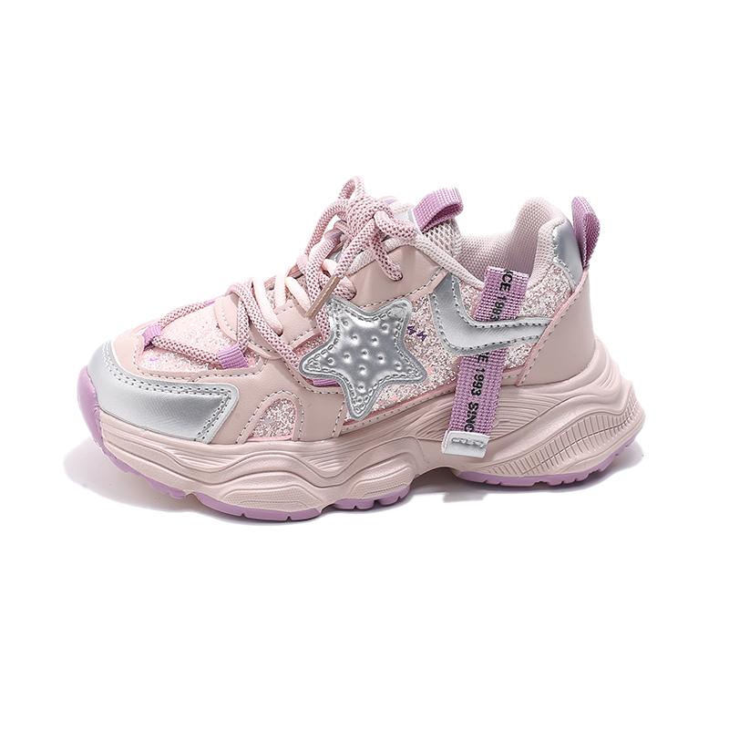 

Boys Girls Sneakers Thick Soft Sole Students Basketball Shoes Hook&loop 2025 New Children Sports Shoes Non-slip Students Trendy 26 розовый