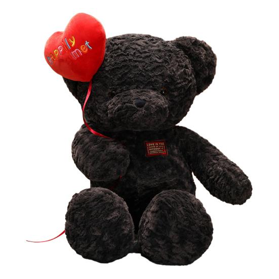 

Large Teddy Bear Plush Giant Stuffed Animal Soft Cuddly Toy Huggable Heart-shaped Bear Plushie for Girlfriend Valentine s Day Gift 130cm чёрный