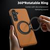 For Samsung Galaxy S25+ Case with Ring Kickstand Magnetic Case PU Leather Back Cover