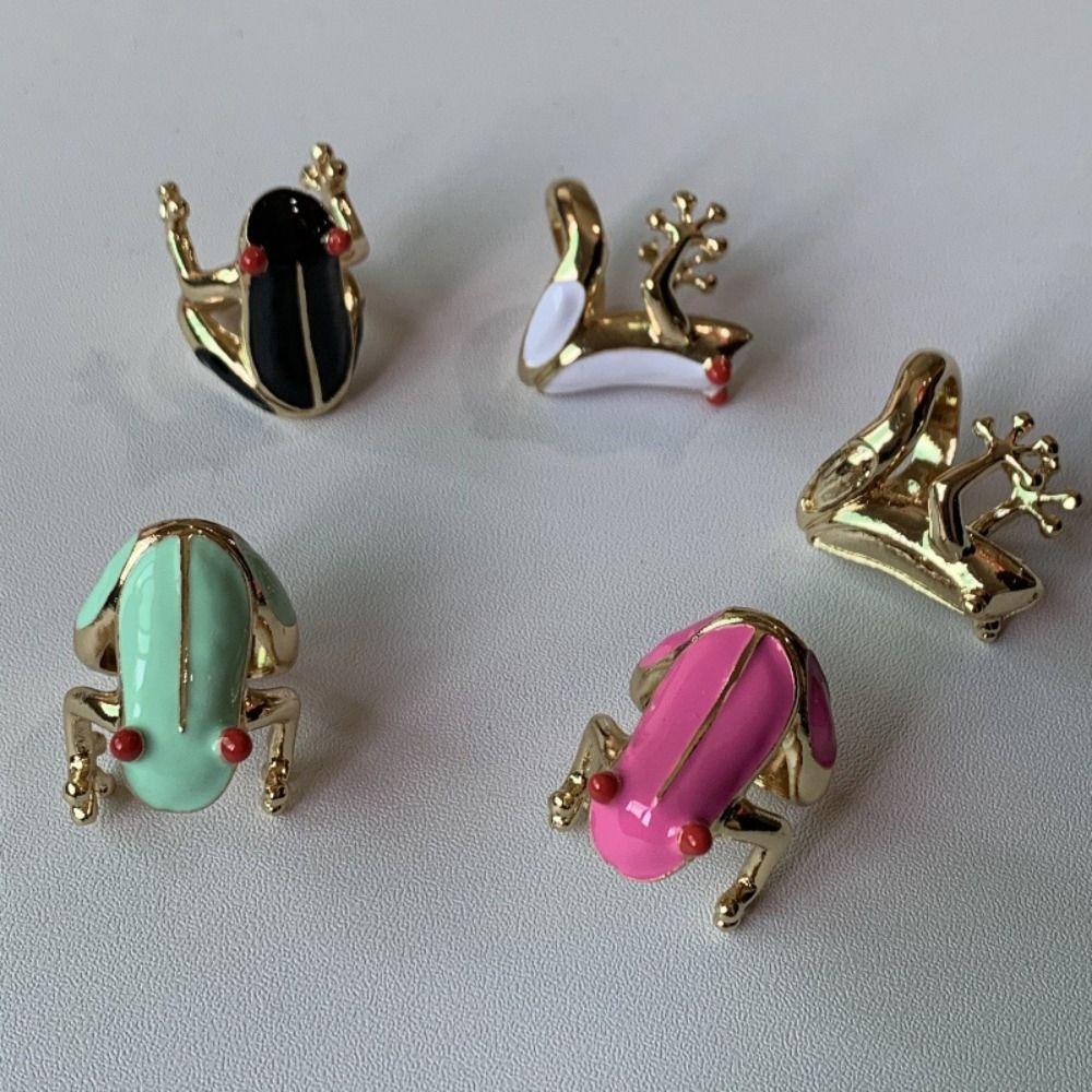 Dripping Oil Painting Ring Geometric Enamel Ring Fashion Design Frog Drip Oil Ring  Women