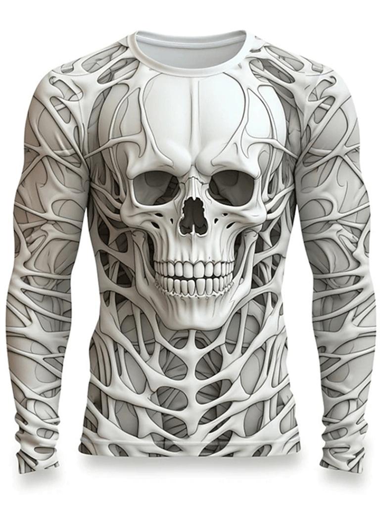 Autumn New 3D Skeleton Skulls Print Long Sleeve T Shirt Horror Skull Graphic Long Sleeve Clothes Vintage Cool Mens Clothing Tops