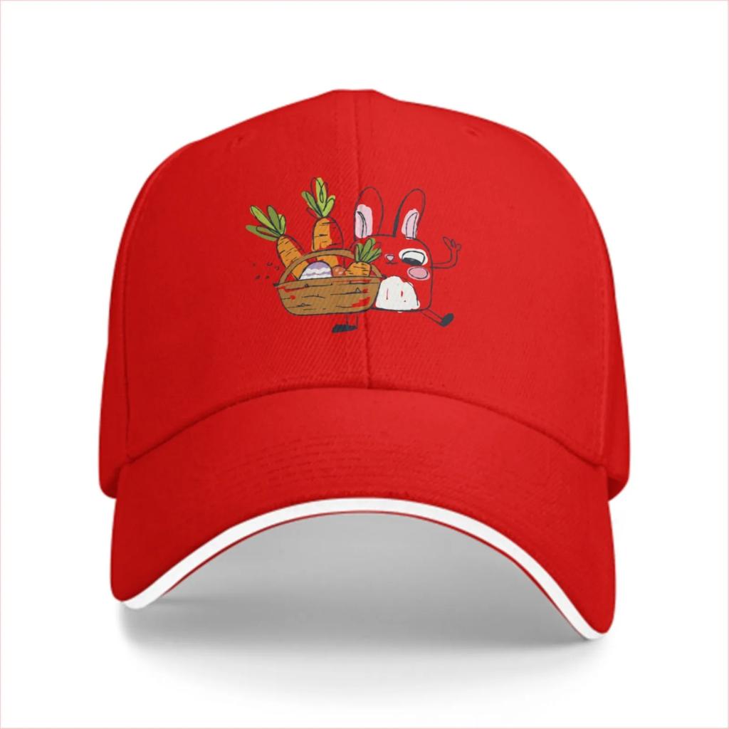 Funny Cartoon Rabbit With Carrots Baseball Cap Unisex Polyester Casual Adjustable Print Hat