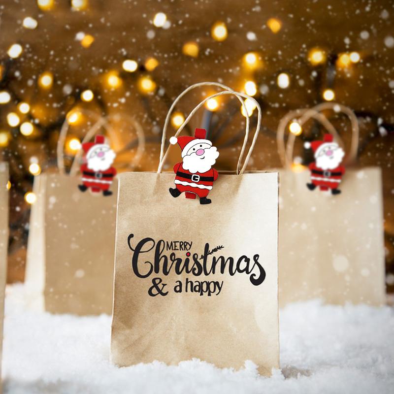 6pcs Christmas Cartoon Wooden Clips Xmas Party Photo Wall Gift DIY Decoration Handmade Crafts 2025 Christmas Home Decor New Year