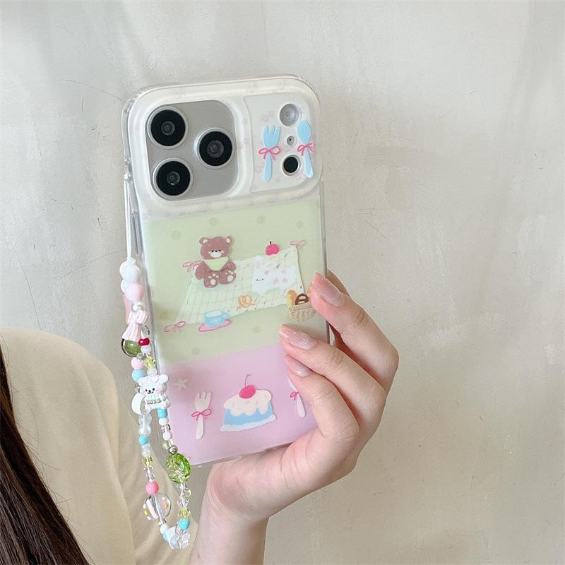 Sweet Cartoon Bear Patchwork Phone Case for iPhone 17, 16 Pro Max, 15, 14