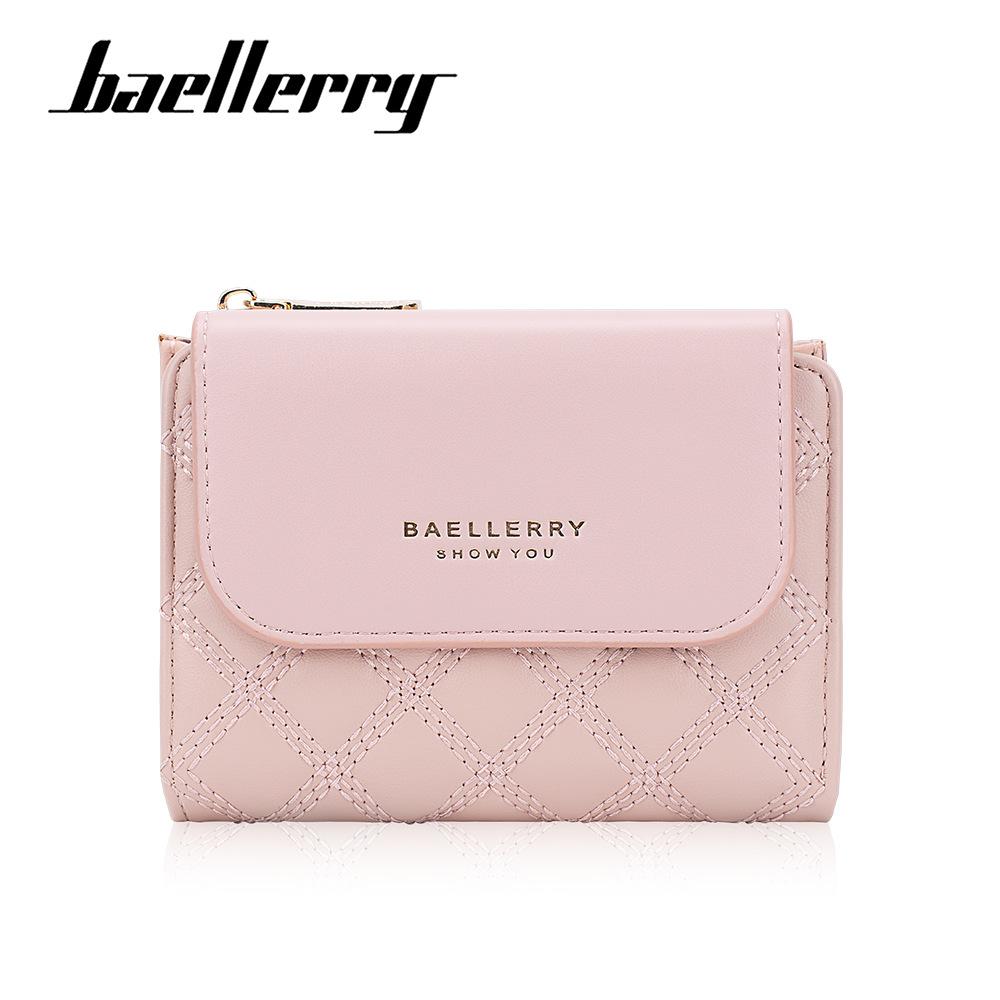 Baellerry Women's Casual Korean Style Short Pu Wallet with Multiple Card Slots Fashion Coin Purse Mini Card Holder