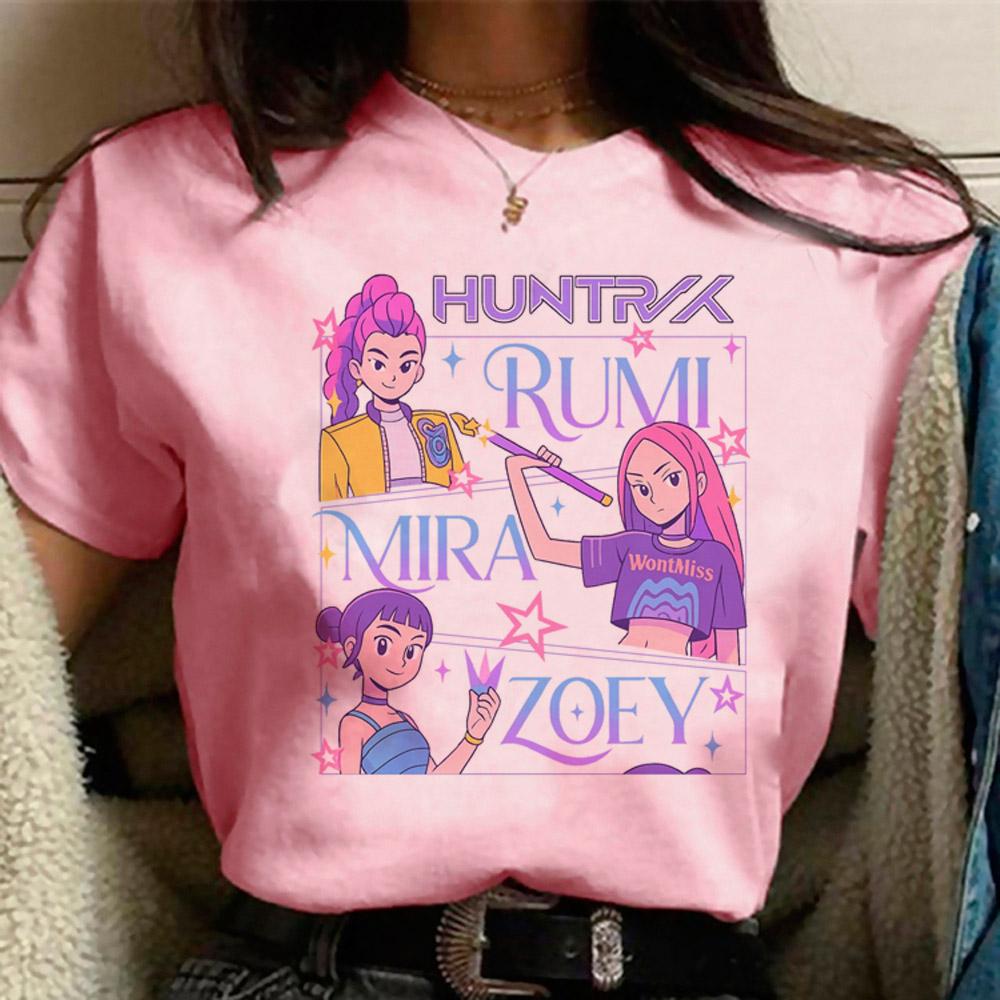 

K-pop Охотники на демонов Мира Футболка Женская Девушки Мода Охотники на демонов Косплей Футболка для фанатов Подарок Y2k Топы Футболка 4XL