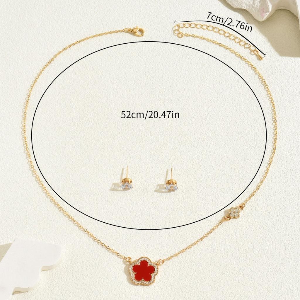 2025 neue Xiaoxiang Halskette Ohrringe Set Blume Set Diamant Design Lange Schlüsselbein Kette