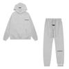 Mens Hooded Oversized Cotton Sweatshirt With Flocked Letter Print Warm Lined Casual Pullover