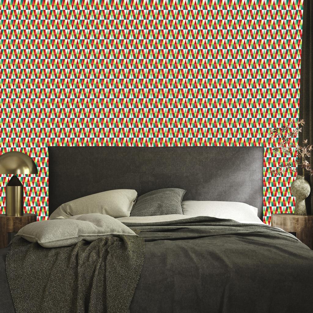 Red and coral triangles wallpaper for living room and bedroom 50x1000