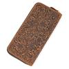 Men'S Crazy Horse Leather Wallet Retro Embossed Fashion Long Wallet Leather Zipper Clutch Multi-Card Mobile Phone Money