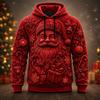 Men Unisex 3D Print Hoodie Embossed Style Deer Christmas Ornament Pullover Long Sleeve Casual Holiday Sweatshirt Winter Top