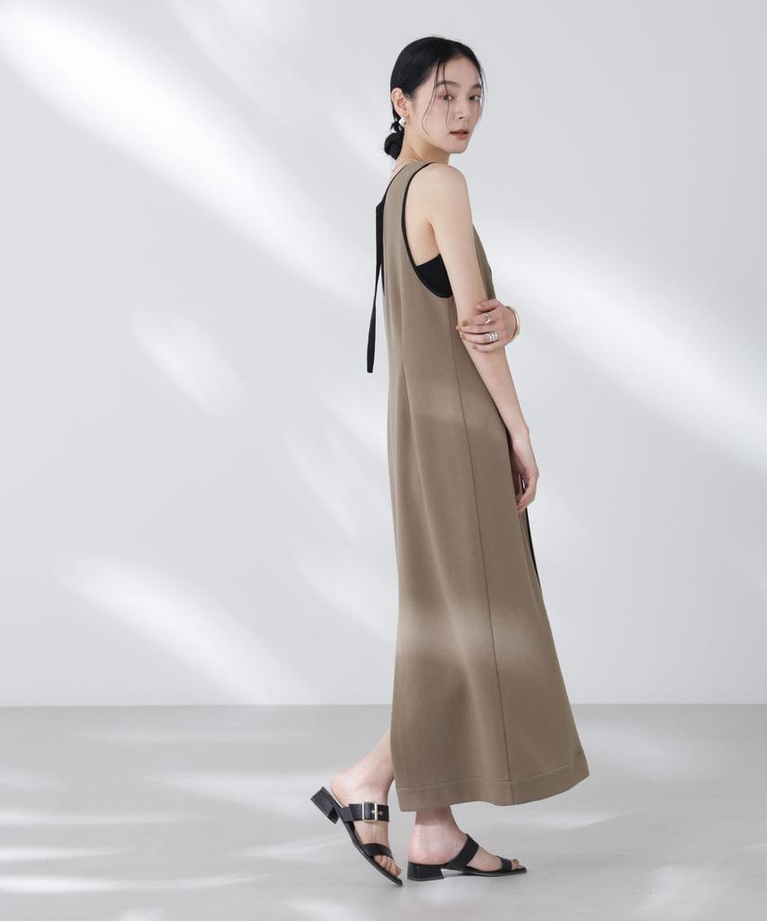 Nano Universe Boucle Cardboard Piping Size S Dress, Women's, (180cm), Khaki, 669-5119307