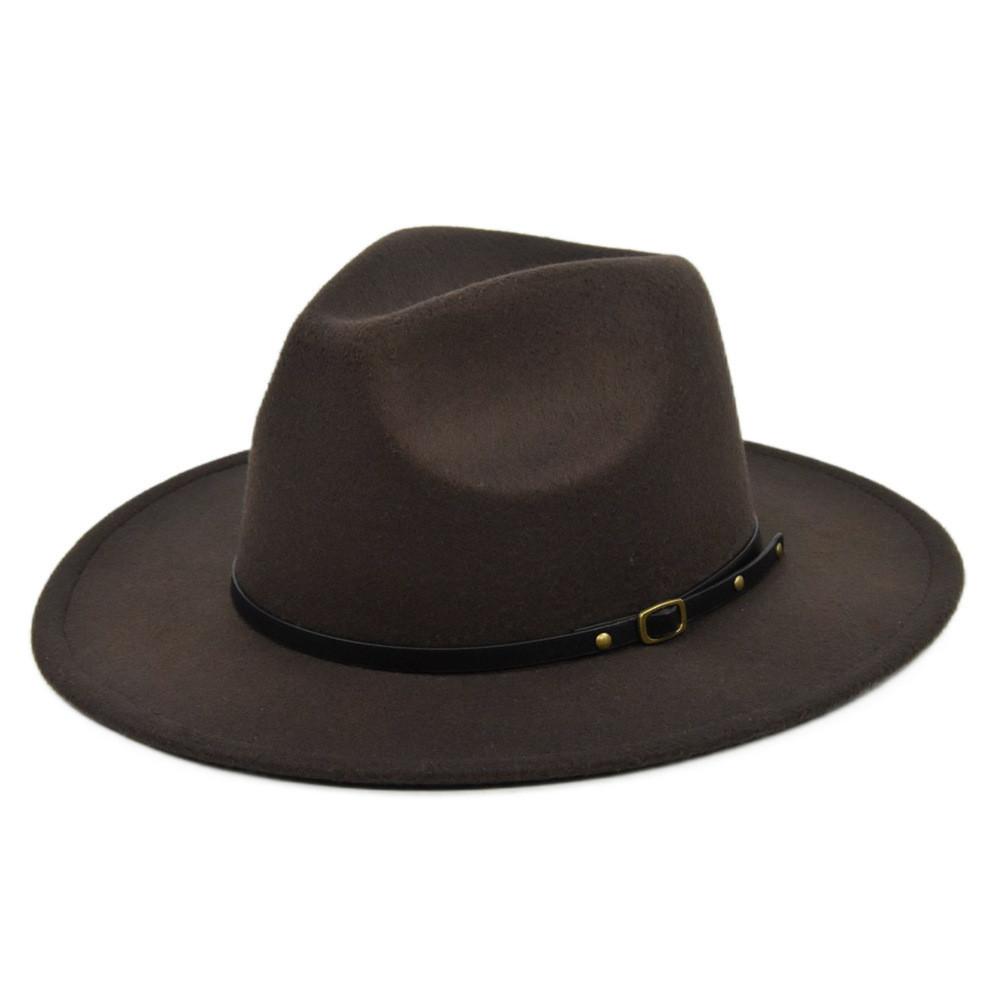 Retro Plush Jazz Multi Color Flat Big Brimmed Hat With Fashionable Personality