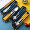 New 3Pcs Chopsticks Spoons Forks Sets Of Stainless Steel Portable Tableware Reusable Travel Picnic Cutlery With Box