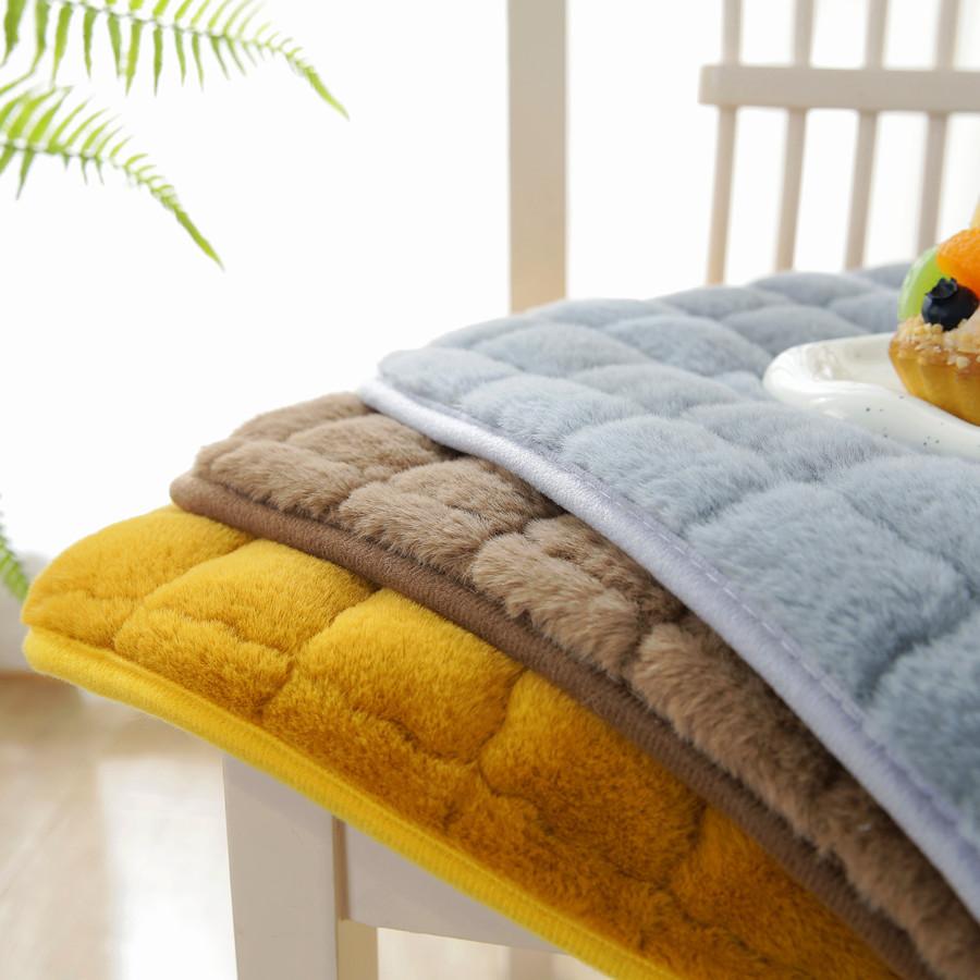 2PCS Winter Plush Meal Chair Cushion Chair Cushion Thickened Solid Color Chair Cushion Office Seat Cushion