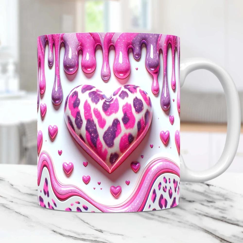3D Love Heart Shape Valentine's Day Ceramic Coffee Mug Tea Cup