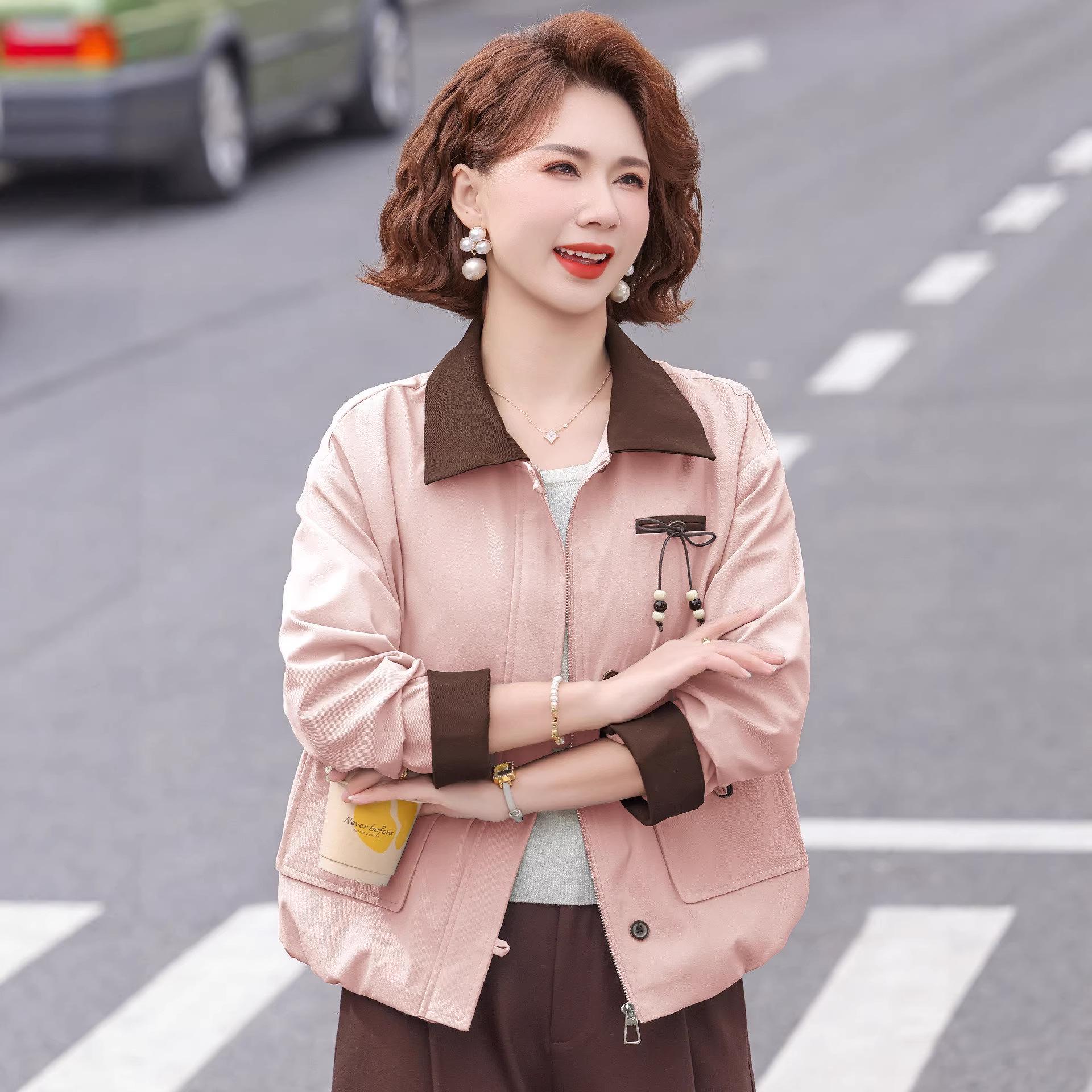 

Elegant Spring Outerwear: New 2026 Lapel Jacket for Middle-Aged & Elderly Women L (90-110 jin)