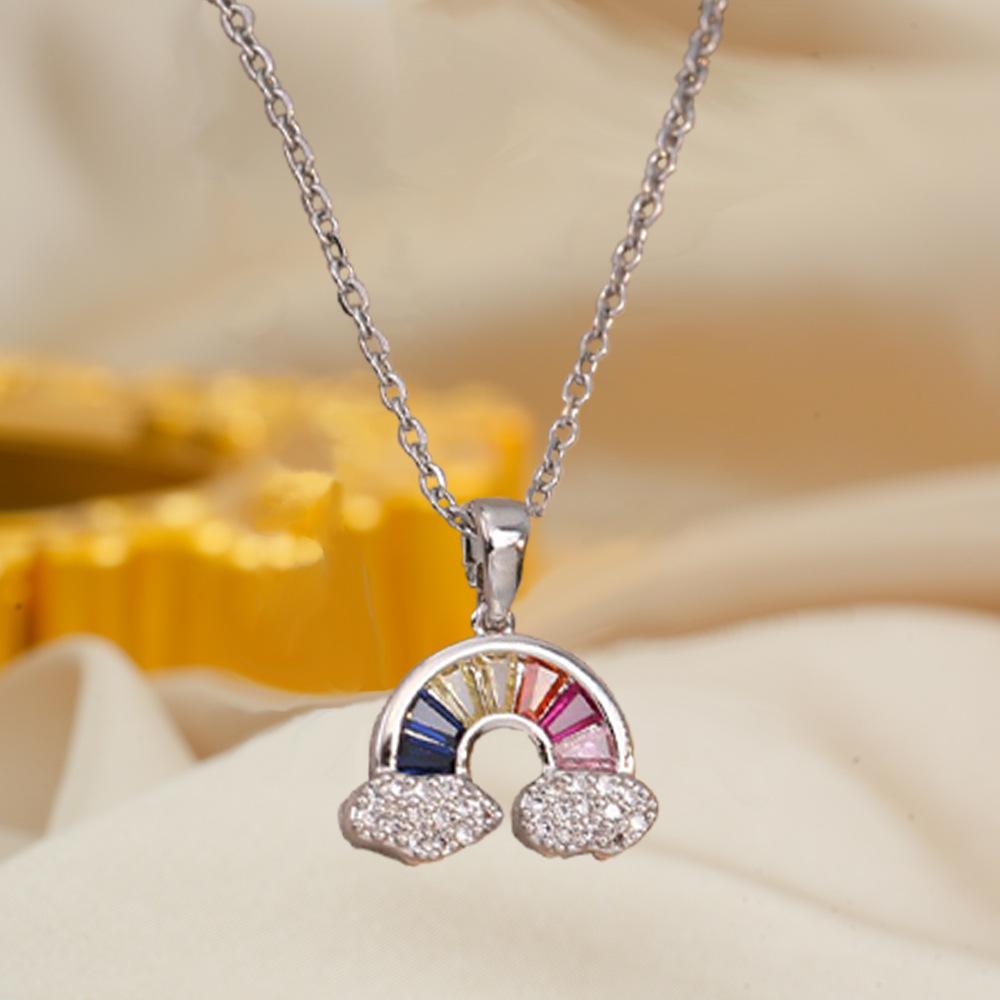 

Красочное сладкое радужное ожерелье, легкая роскошная подвеска в виде облака, темперамент, универсальная простая цепочка на ключицу