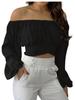 2025 Women's Off-the-Shoulder Lace-Up Long-Sleeve Top - Spring/Summer Trend