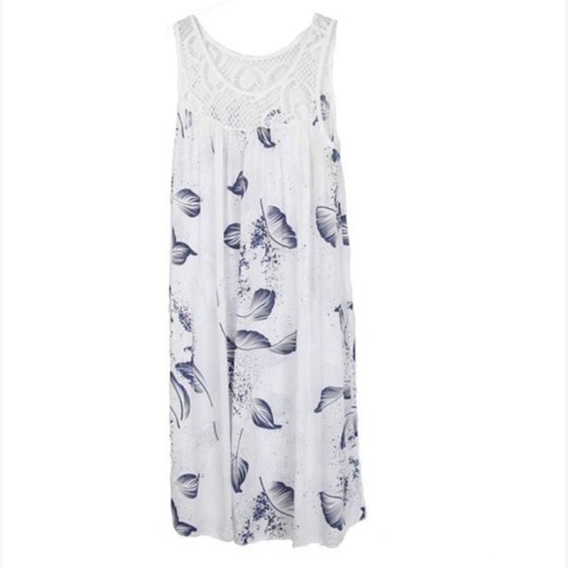 Rochie de noapte fără mâneci și imprimeu Patchwork din dantelă, rochie supradimensionată, rochie de vară, casual, vrac, cămașă de noapte feminină