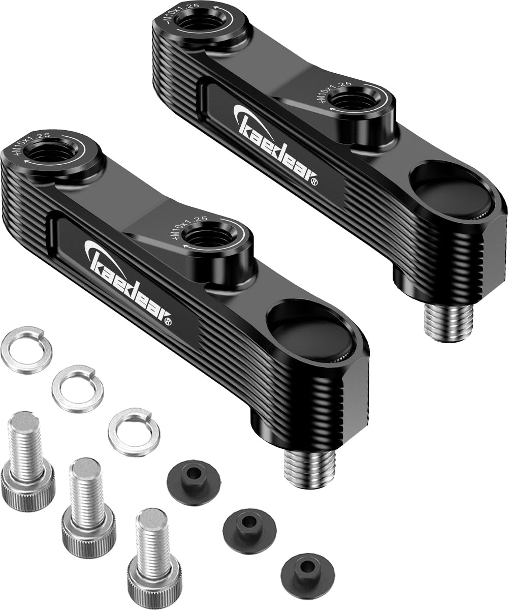 

Kaedear Мотоциклетное зеркало Смещенное зеркало Алюминий M10 x 2 M10 x 20 x Резьба x 2 Болта и 1 Резьбовой адаптер M10, Подъемник, Сплав, 1.25 Правая/Левая резьба, чёрный