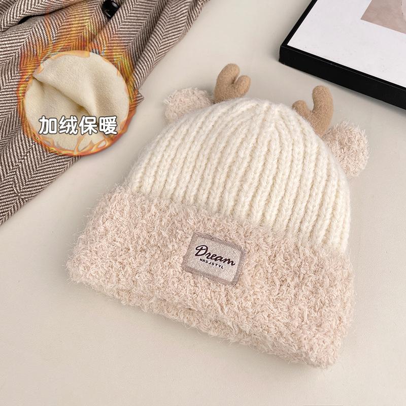 Cute Cartoon Bear Wool Hat Female Season Student Cold Hat Big Head Circumference Warm Ear Protector Knitted Hat