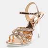 Damen Glitzer Kristall High Heel Sandalen Knöchelriemen Peep Toe Stiletto Sandalen für Büro Nachtclub Party Bankett Tanz Laufsteg