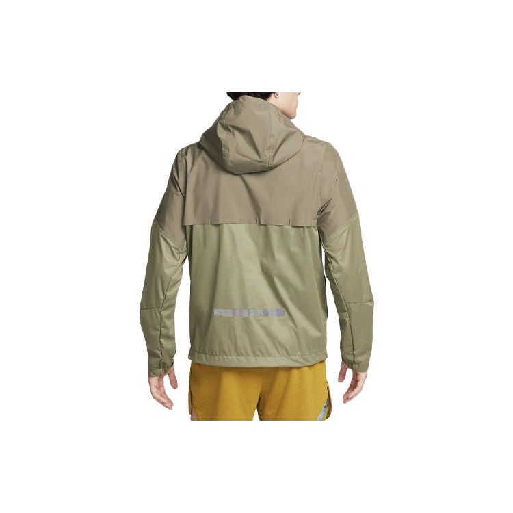 Nike Running Division Aerogami Logo Reflective Design Spliced Hooded Casual Jacket Men jackets Olive FD0410-222