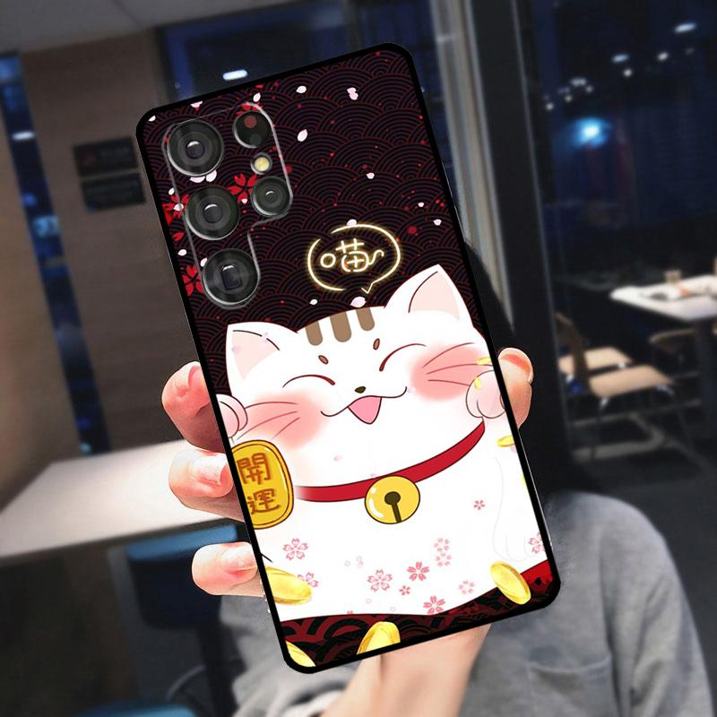 Maneki Neko Lucky Money Cat Cover For Samsung Galaxy S23 S24 S25 Ultra S21 S22 S20 S9 S10 Plus S21 FE S24 FE Phone Case