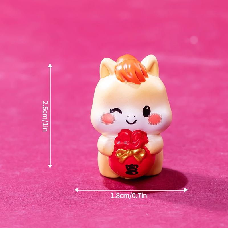 2026 New Year Resin Pony Decoration Ornament Mini Car Desktop Ornament New Year Birthday Blessing Gift Spring Festival Crafts