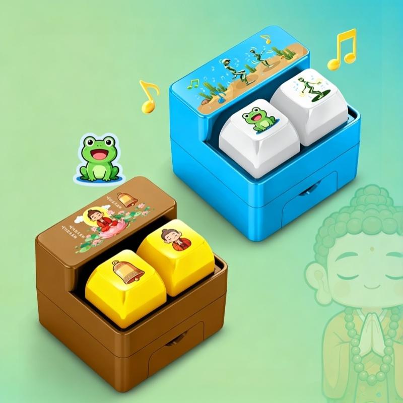 Fingertip Button Keyboard Games Keychain Plastic Cartoon Interactive Keychain Portable With Led Light Phone Stand Office