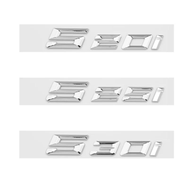 New Glossy Black Chrome Silver 3D Letters Numbers 520i 525i 530i Emblem for Car Trunk Sticker