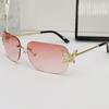 New  Rimless Butterfly Square Sunglasses Women For Men Vintage Sun Glasses Luxury Brand Designer Steampunk Pink Shades Uv400
