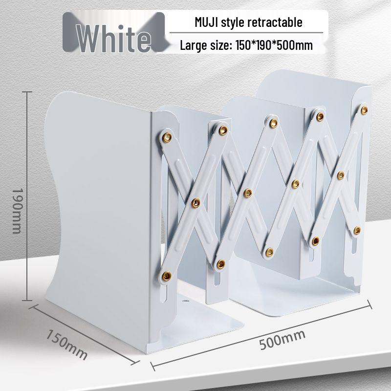 Muji Style Metal Retractable Book Stand and Clip Bookend for Desk Storage