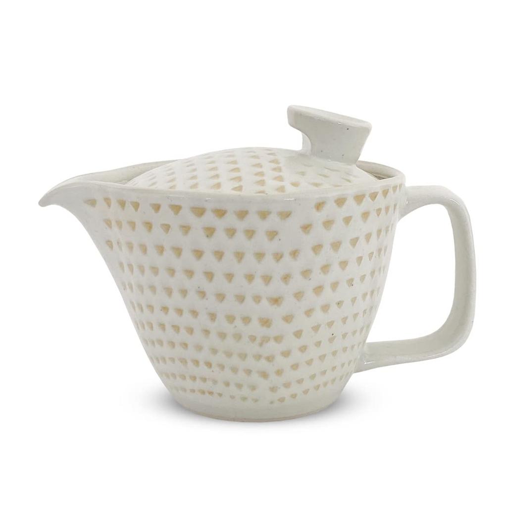 J-kitchens Teapot with Tea Strainer, 240ml Capacity, 1-2 Person Capacity, Hasami Ware, Made in Japan, Kohiki Finish, Kanna Yellow, Product Number: