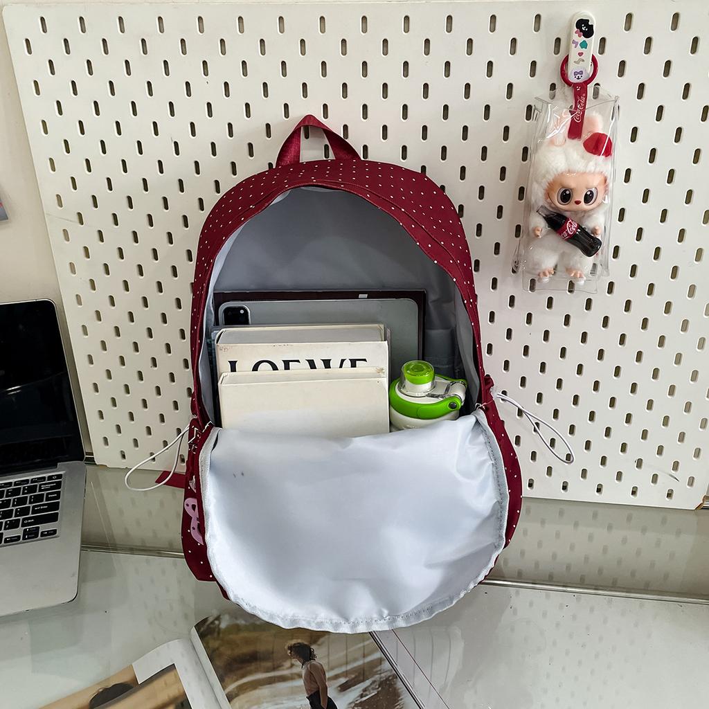 Schoolbag Niche Original Piano Keys Polka Dot Backpack Female Student Schoolbag Large Capacity Versatile College Style Simple Travel Backpack