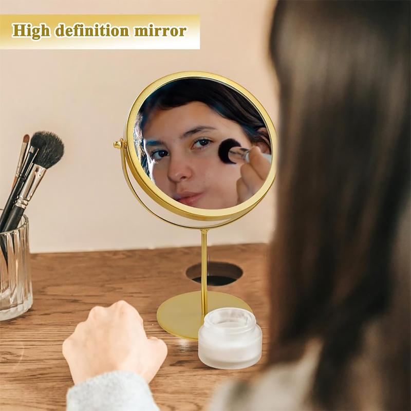 Makyaj ve Soyunma Masası Üstü Aynaları Ev Dekorasyonu İçin İskandinav Altın Yuvarlak Makyaj Aynası 360° Dönebilen Ayarlanabilir Kozmetik Ayna