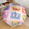 Colorful Butterfly Print Automatic Opening/Closing Umbrella with Foldable Design, Iron Frame Outdoor Rain Gear for Festivals, Travelers, Dai