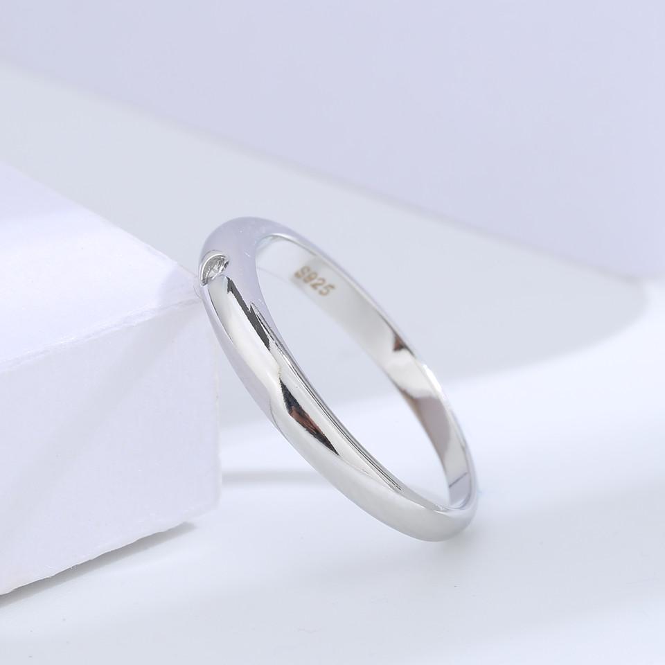 Buyee 925 Silver Thin Ring Light White Zircon Wedding Jewelry For Women Men Fashion Gift with Box