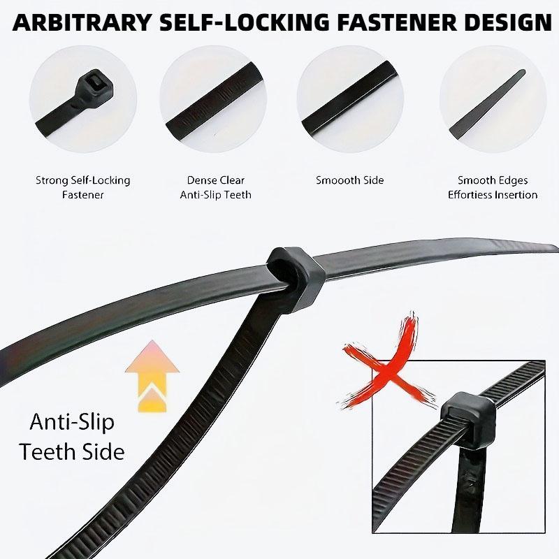 Heavy Duty Nylon Self Locking Cable Ties Assorted Sizes 12 Inch 10 Inch 8 Inch 6 Inch 4 Inch Bundle of 500 Durable Wire Fastening Straps