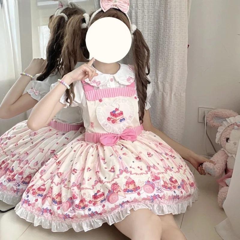 Kawaii Giapponese Dolce Dessert Mini Torta Prezzo Pieno Vestito Lolita Originale JSK Salopette Vestito Lolita