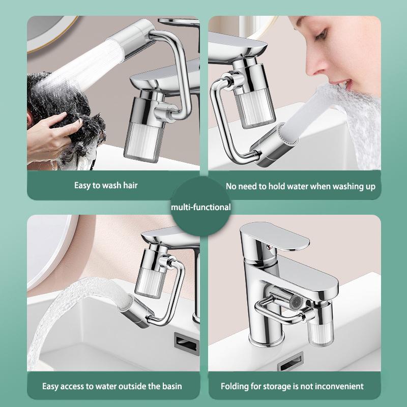 360° Swivel Mechanical Arm Faucet Extender Anti-splash Water Filter Universal For Bathroom Wash Basin