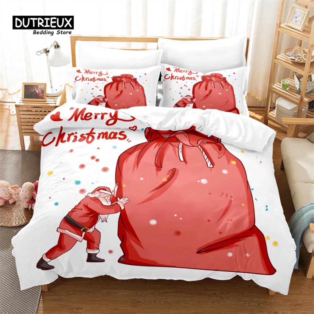 Christmas Santa Bedding Set Christmas Duvet Cover Set 3D Bedding Queen Size Fashion Design Christmas Gifts