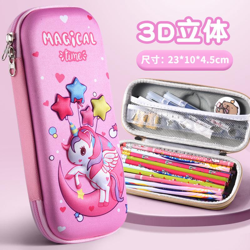 3D School Stationery Box Pencil Case - Girls' Cartoon Design - Large Capacity - Pencil Box For Students And Children - Gift For Kids