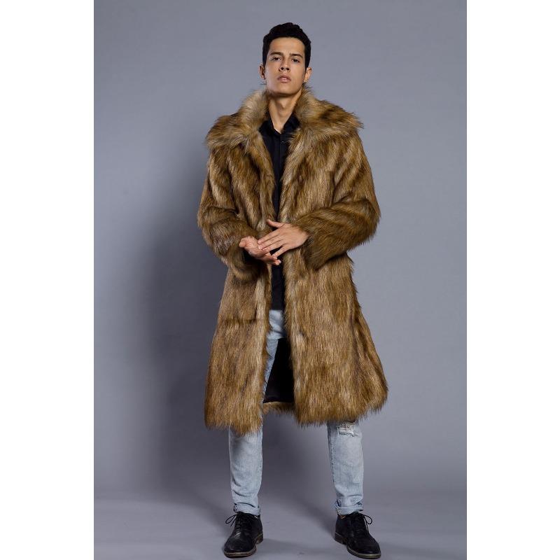 Winter Men`s Streetwear Faux Fur Coat