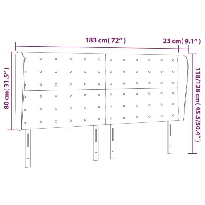 VidaXL Tête de lit avec oreilles Bleu 183x23x118-128 cm Tissu3118410