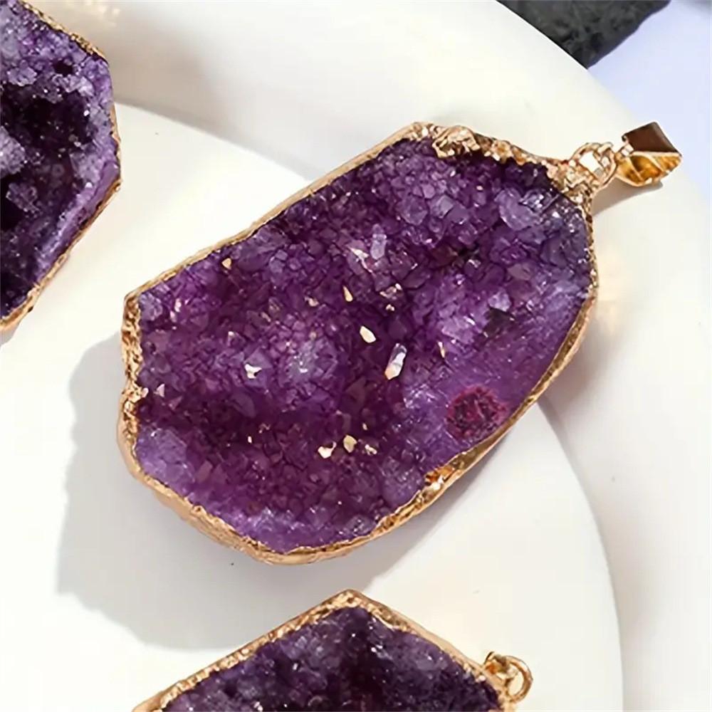 Natural Crystal Pendant Necklace With Gold Plated Edges For Boho Jewelry Enthusiasts